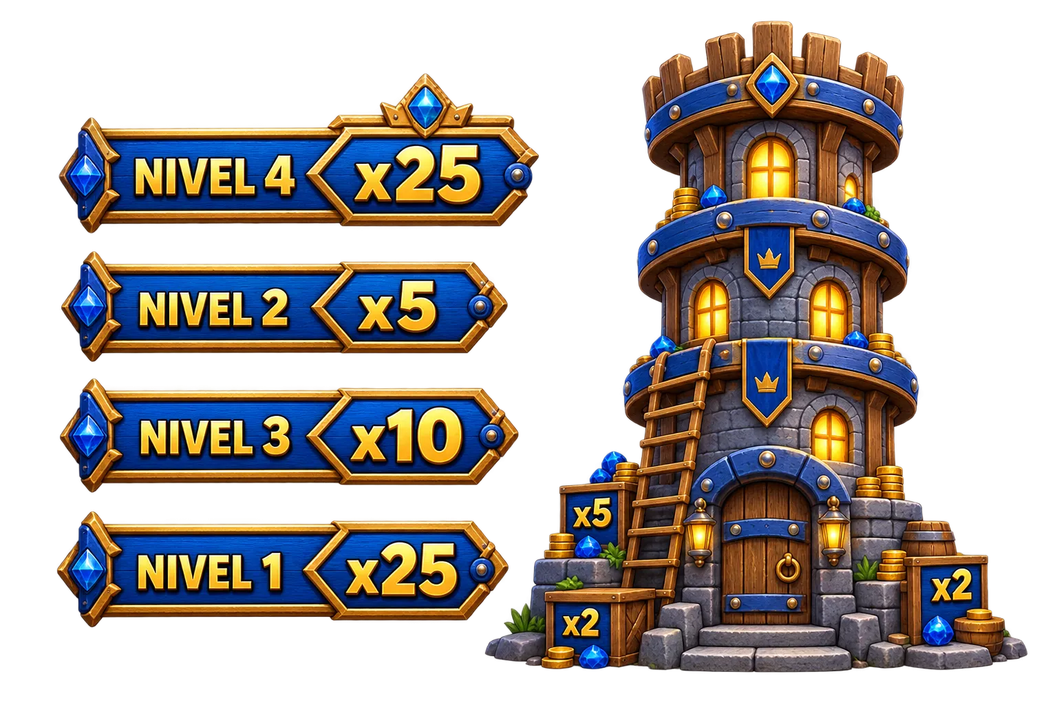 Torre de niveles azules